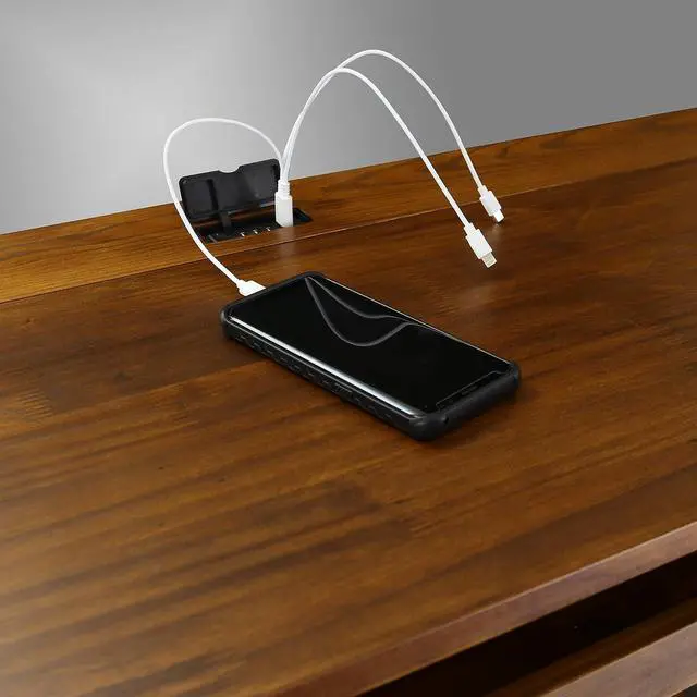 Alt view image 6 of 6 - Casual Home Pull-Out & USB Port Folding Desk, Warm Brown (New)