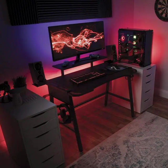 Alt view image 7 of 7 - RESPAWN RSP-3010 Computer Ergonomic Gaming Desk, Height Adjustable 52.6 in, Red