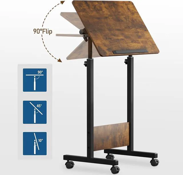 Alt view image 3 of 7 - KOUPA Height Adjustable Flip Standing Desk with Wheels,24Inch