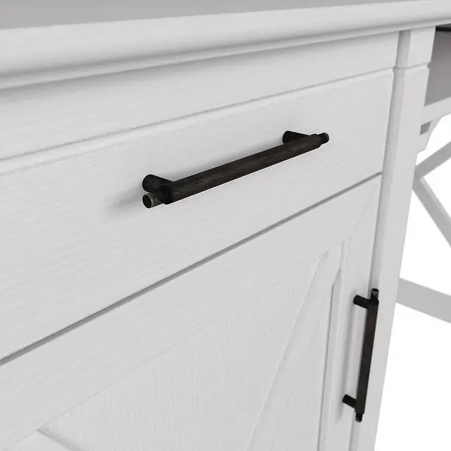 Alt view image 7 of 7 - Bush Furniture Key West 48-inch Computer Desk with Hutch, Pure White Oak (KWD248WT-03)