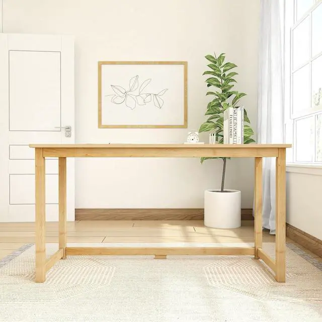 Alt view image 3 of 6 - Plank+Beam Writing Desk, Simple Desk for Bedroom, Home Office Study Desk, 55.25 Inch, Natural