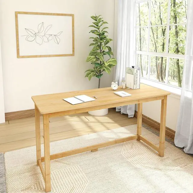 Main image of Plank+Beam Writing Desk, Simple Desk for Bedroom, Home Office Study Desk, 55.25 Inch, Natural
