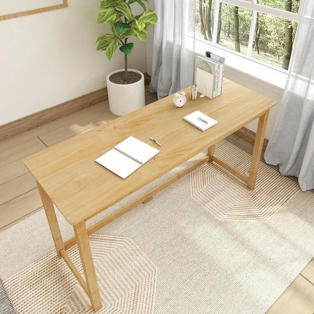 Alt view image 6 of 6 - Plank+Beam Writing Desk, Simple Desk for Bedroom, Home Office Study Desk, 55.25 Inch, Natural