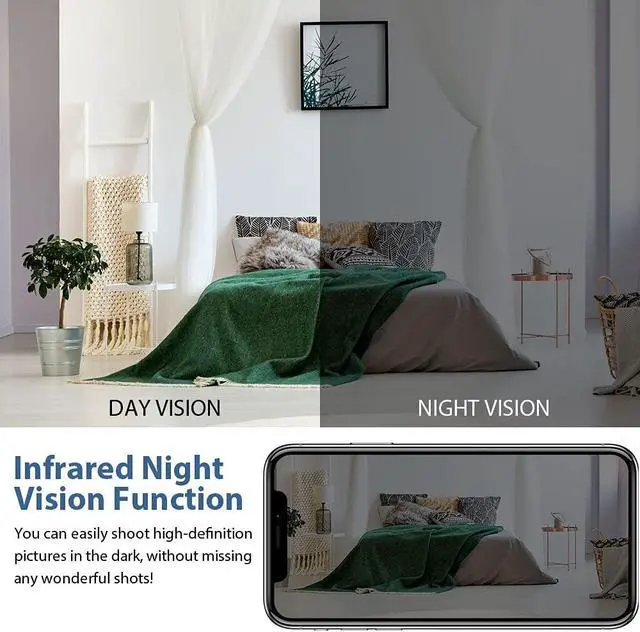 Alt view image 3 of 6 - Camera Clock 1080P HD Wireless Cameras Camera for Indoor Security WiFi Nanny Cam with Motion Detection