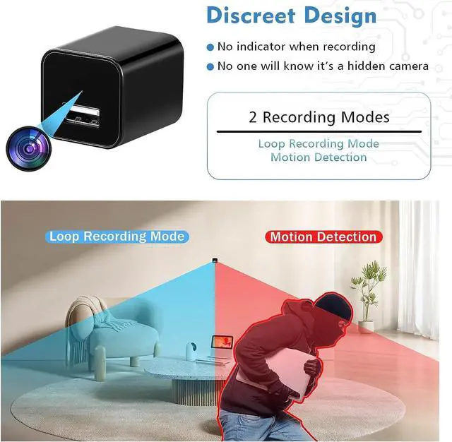 Alt view image 2 of 6 - Hidden Camera - Spy Camera - Spy Camera Charger - USB Charger Camera  Best Mini Spy Camera  Secret Camera  Nanny Cam  USB Spy Camera - Small Cameras for Spying  Surveillance Camera 1080P Full HD