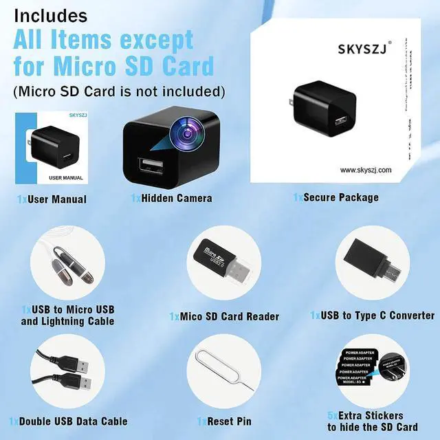 Alt view image 6 of 6 - Hidden Camera - Spy Camera - Spy Camera Charger - USB Charger Camera  Best Mini Spy Camera  Secret Camera  Nanny Cam  USB Spy Camera - Small Cameras for Spying  Surveillance Camera 1080P Full HD
