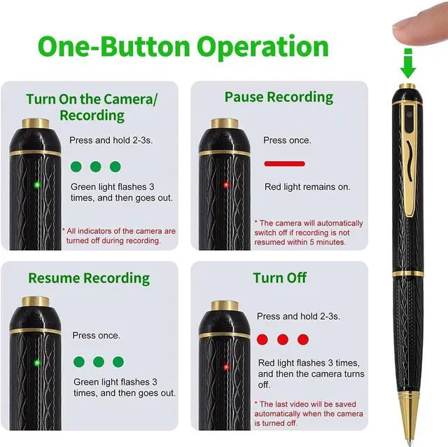 Alt view image 4 of 6 - 64G Small Security Camera, 1080P Portable Security Body Camera Pen for Indoor Outdoor