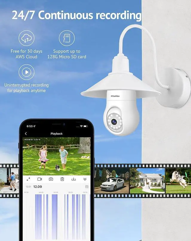 Alt view image 7 of 7 - LaView 4MP Bulb Security Camera 5G& 2.4GHz WiFi, 360°2K Security Cameras Wireless Outdoor Indoor Full Color Day and Night, Motion Detection, Audible Alarm, Easy Installation, Compatible with Alexa