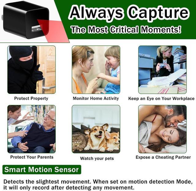 Alt view image 5 of 6 - Tusionwin Hidden Camera - Spy Camera Charger - Mini Spy Camera 1080p - USB Charger Camera - Hidden Spy Camera - Hidden Nanny Cam - Hidden Spy Cam - Hidden Cam - Surveillance Cameras
