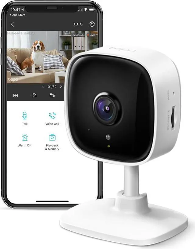 Main image of Tapo 1080P Indoor Security Camera for Baby Monitor Dog Camera w/Motion Detection 2-Way Audio Siren Night Vision Cloud & SD Card Storage Works w/Alexa & Google Home (Tapo C100)