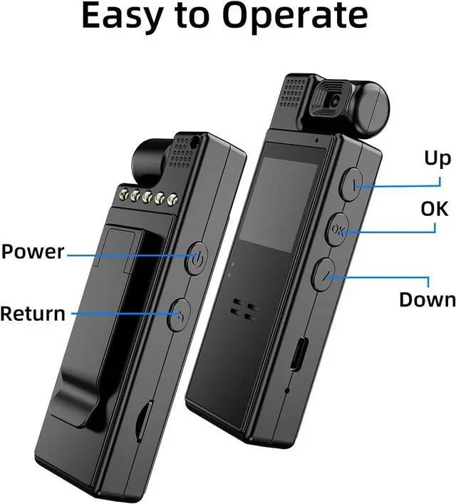 Alt view image 7 of 7 - 64G Body Camera with Video Recording, 1080P HD Police Body Worn Cam with 180° Rotatable Lens, Night Vision, and 6 Hours Battery Life for Daily Records, Delivery/Serving Jobs