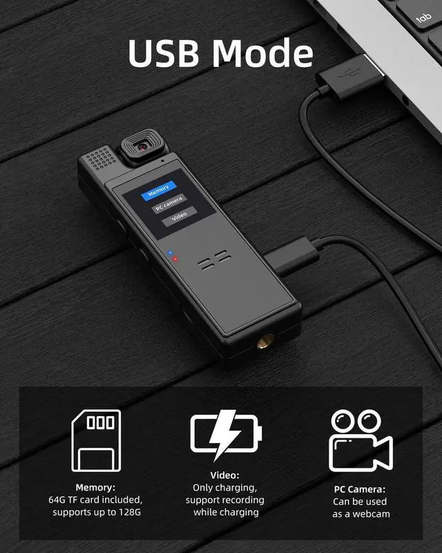 Alt view image 6 of 7 - 64G Body Camera with Video Recording, 1080P HD Police Body Worn Cam with 180° Rotatable Lens, Night Vision, and 6 Hours Battery Life for Daily Records, Delivery/Serving Jobs