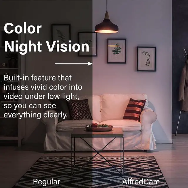 Alt view image 3 of 6 - AlfredCam Indoor WiFi Security Camera, FullHD 1080P, 2.4G/WiFi, Continuous Recording, Motion Detection, Night Vision, Baby Monitor/Pet/Nanny Cam, App Powered (70M+ downloads)