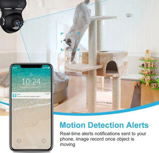 Alt view image 2 of 7 - litokam 2K Indoor Camera, 360 Pan/Tilt Cameras for Home Security, Pet Camera with Phone APP, WiFi Camera with Motion Detection, Night Vision, Wireless Camera for Nanny Cam/Baby Monitor, 2 Pack