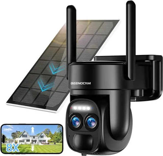 Main image of 4K 8MP Solar Security Cameras Wireless Outdoor Battery Powered,360°PTZ Wireless Cameras for Home Security with Spotlight Siren, 5Dbi Dual antenna,PIR Human Detection,Color Night Vision,2.4/5Ghz,Alexa