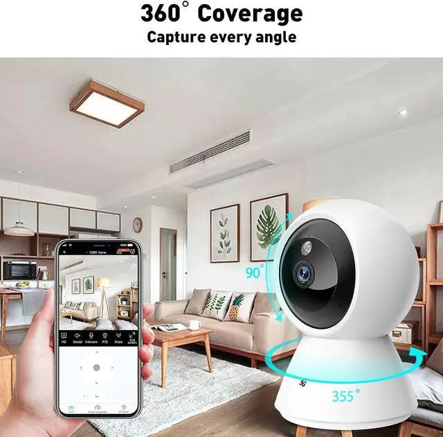 Alt view image 3 of 6 - BJR 5ghz WiFi Security Cameras Indoor Pan/Tilt, 2K HD Pet Camera, Motion Detection for Baby Pet Monitor, Support for 5G/2.4G Wi-Fi, 2-Way Talk, Night Vision, Home Cam with 64G SD Card 2-Pack(CS991)