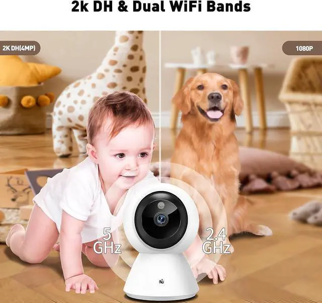 Alt view image 2 of 6 - BJR 5ghz WiFi Security Cameras Indoor Pan/Tilt, 2K HD Pet Camera, Motion Detection for Baby Pet Monitor, Support for 5G/2.4G Wi-Fi, 2-Way Talk, Night Vision, Home Cam with 64G SD Card 2-Pack(CS991)