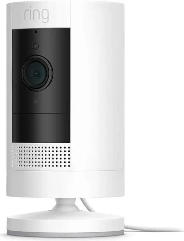 Alt view image 2 of 6 - Ring Stick Up Cam Plug-In | Weather-Resistant Outdoor Camera, Live View, Color Night Vision, Two-way Talk, Motion alerts, Works with Alexa | White