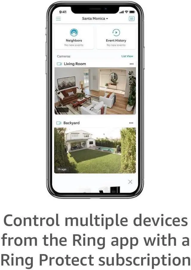 Alt view image 5 of 6 - Ring Stick Up Cam Plug-In | Weather-Resistant Outdoor Camera, Live View, Color Night Vision, Two-way Talk, Motion alerts, Works with Alexa | White