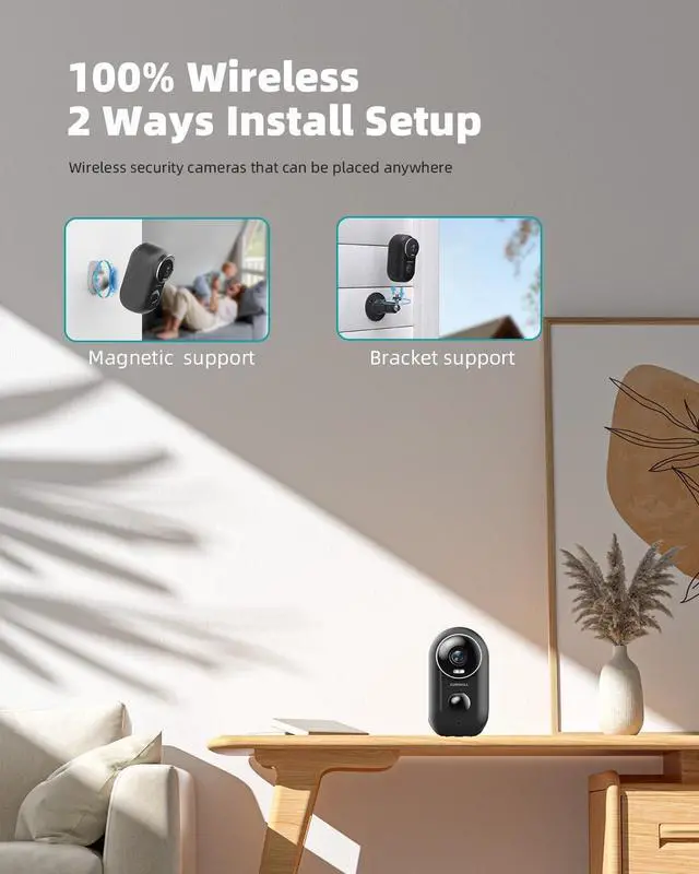 Alt view image 2 of 7 - ZUMIMALL Security Cameras Wireless Outdoor, 2 Packs, 2K Cameras for Home Security, Outdoor/Indoor Camera Battery Powered, 2.4G WiFi, Magnetic Mount,3MP Color Night Vision/Siren/PIR/AI/Cloud/Alexa