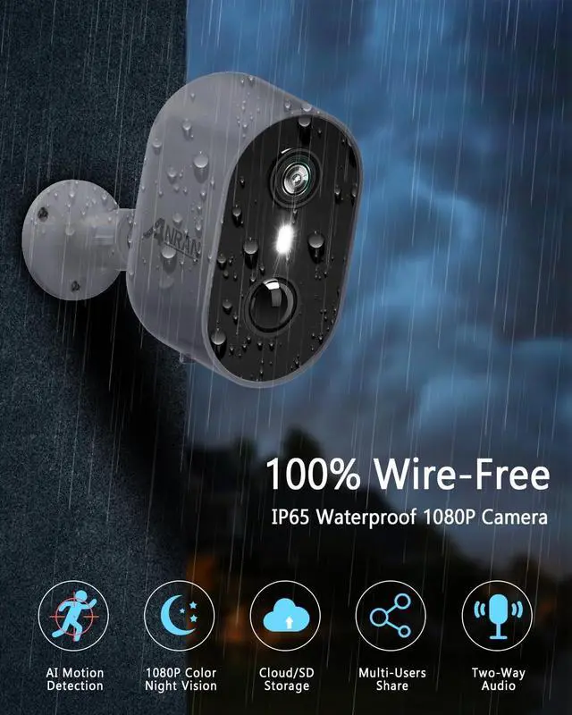 Alt view image 7 of 7 - 2K Security Cameras Wireless Outdoor, 3MP AI Motion Detection & Color Night Vision Home Security Cameras, Two-Way Talk, Spotlight Siren Alarm, Work with Alexa, Battery Powered, IP65