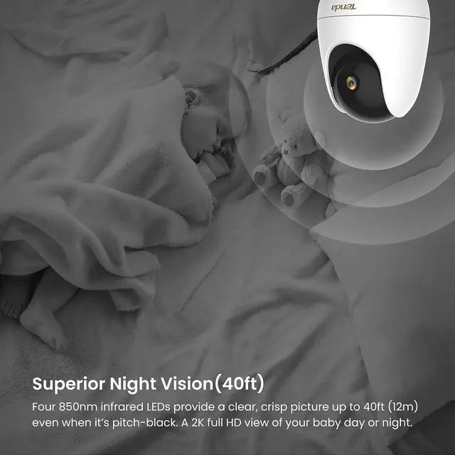 Alt view image 5 of 7 - Tenda Cameras for Home Security, 2.5K Indoor Camera WiFi Camera, 360° Pan Tilt WiFi Camera with Phone APP, 2-Way Audio, Night Vision, Smart Tracking, Human Detection, Cloud Storage (CP7)