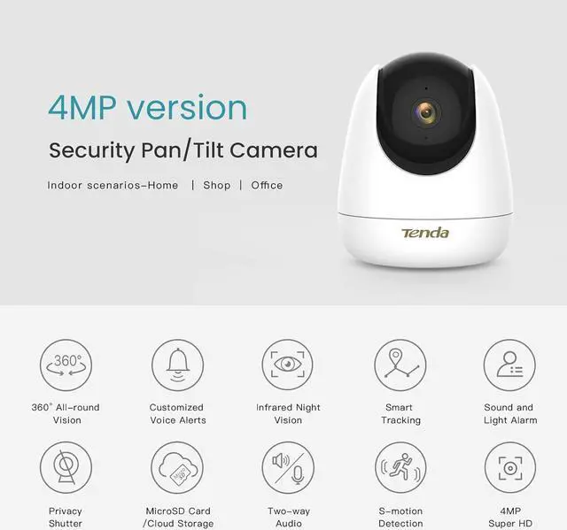 Alt view image 7 of 7 - Tenda Cameras for Home Security, 2.5K Indoor Camera WiFi Camera, 360° Pan Tilt WiFi Camera with Phone APP, 2-Way Audio, Night Vision, Smart Tracking, Human Detection, Cloud Storage (CP7)