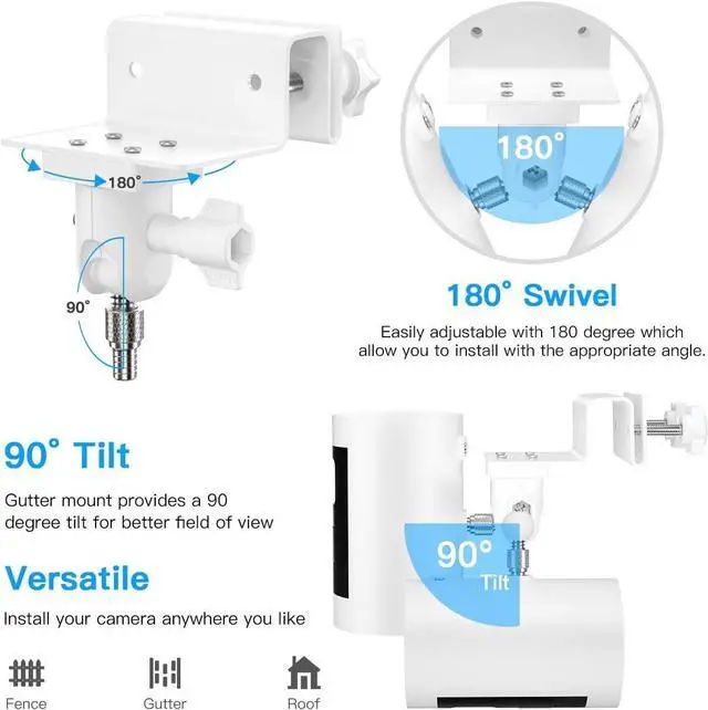 Alt view image 4 of 7 - HOLACA Gutter Mount for Stick Up Cam Plug-in HD Security Camera and Stick Up Cam Pro Stick Up Cam Battery HD Security Camera-Weatherproof-Give a Perfect Angle for Your Ring Stick Up Cam(3rd)