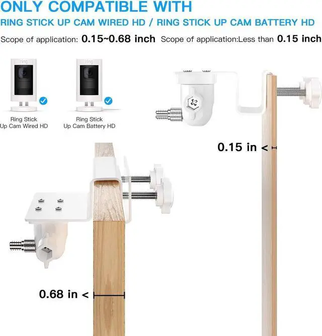 Alt view image 3 of 7 - HOLACA Gutter Mount for Stick Up Cam Plug-in HD Security Camera and Stick Up Cam Pro Stick Up Cam Battery HD Security Camera-Weatherproof-Give a Perfect Angle for Your Ring Stick Up Cam(3rd)