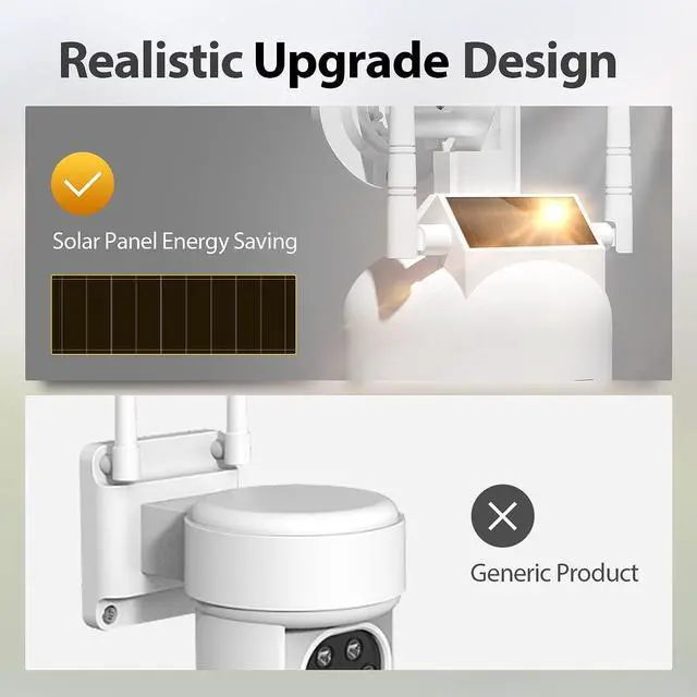 Alt view image 2 of 6 - BNT Solar Dummy Fake Camera Security Outdoor, Solar Powered Simulated Surveillance Cameras with 1 Flashing Red LED Light/CCTV Sticker, Fake Dome Camera for Home.(Battery not Included)