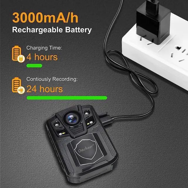 Alt view image 2 of 7 - 1080P Patrol Sport Body Camera, Video Recorder Cams with 64G SD Card, Shoulder & Waist Clip, Infrared Night Vision Bodycam, 24H Continous Record for Police Security Guards Sporting Trip