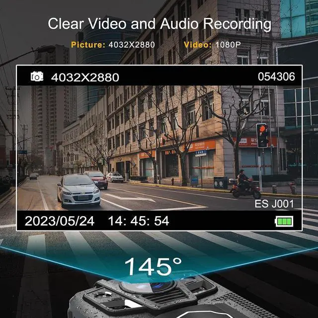 Alt view image 3 of 7 - 1080P Patrol Sport Body Camera, Video Recorder Cams with 64G SD Card, Shoulder & Waist Clip, Infrared Night Vision Bodycam, 24H Continous Record for Police Security Guards Sporting Trip
