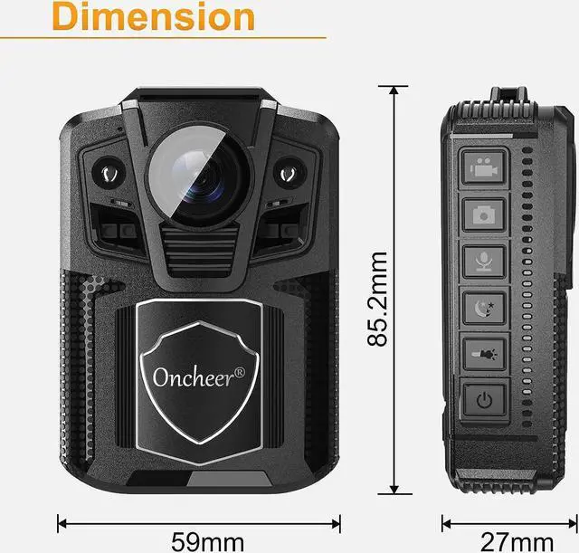 Alt view image 7 of 7 - 1080P Patrol Sport Body Camera, Video Recorder Cams with 64G SD Card, Shoulder & Waist Clip, Infrared Night Vision Bodycam, 24H Continous Record for Police Security Guards Sporting Trip