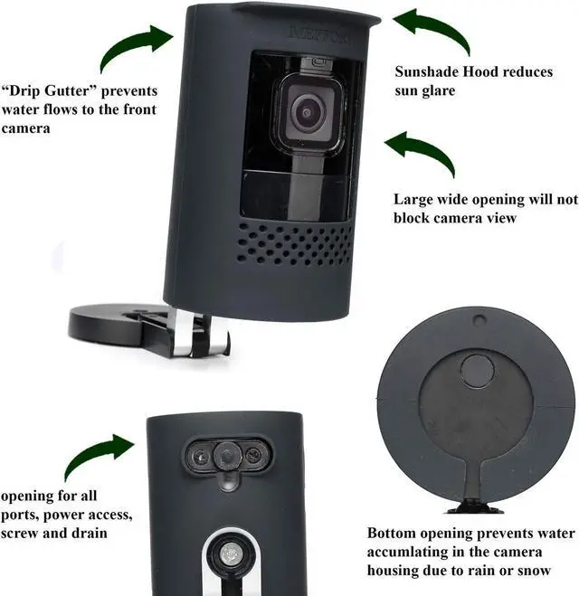 Alt view image 3 of 6 - Silicone Skin Case Cover Sun Glare, UV & Weather Protection Skins Compatible for Ring Stick Up Camera Battery (2nd Generation) - Black (1 Pack)