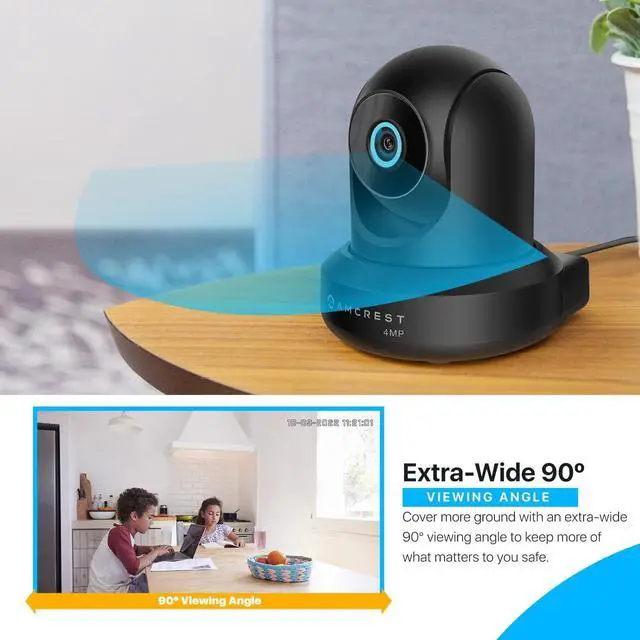 Alt view image 4 of 7 - Amcrest 4MP ProHD Indoor WiFi, Security IP Camera with Pan/Tilt, Two-Way Audio, Night Vision, Remote Viewing, 4-Megapixel @30FPS, Wide 90° FOV, IP4M-1041B (Black)