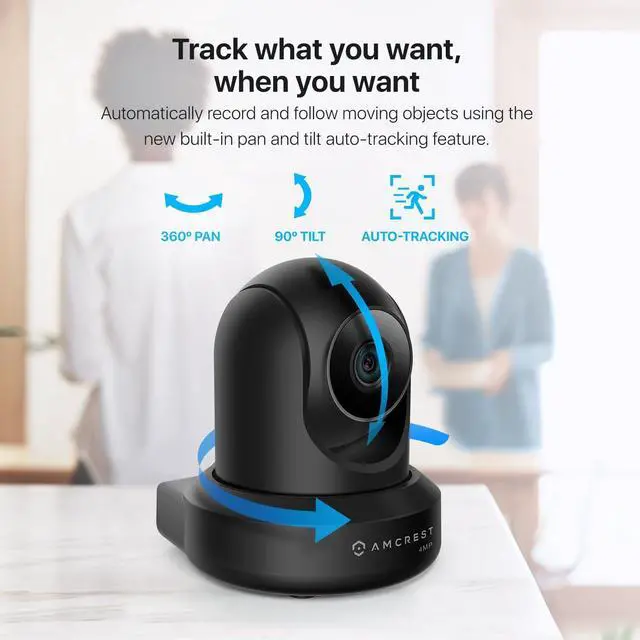 Alt view image 3 of 7 - Amcrest 4MP ProHD Indoor WiFi, Security IP Camera with Pan/Tilt, Two-Way Audio, Night Vision, Remote Viewing, 4-Megapixel @30FPS, Wide 90° FOV, IP4M-1041B (Black)