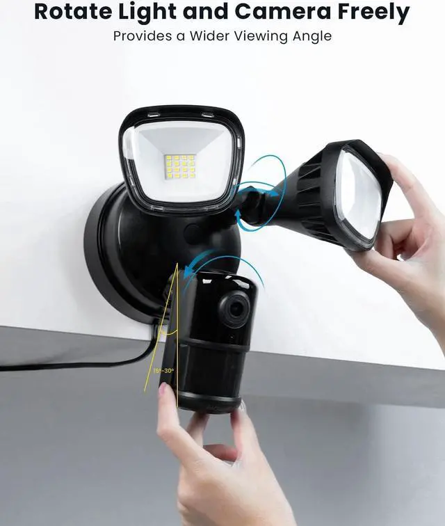 Alt view image 7 of 7 - ieGeek Floodlight Camera Outdoor, 2K Wired Home Smart Security Cameras, 2.4G WiFi Flood Light Camera with Motion Sensor, Wiring 2600 Lumens Cam, Color Night Vision,Siren,2 Way Audio, Works with Alexa