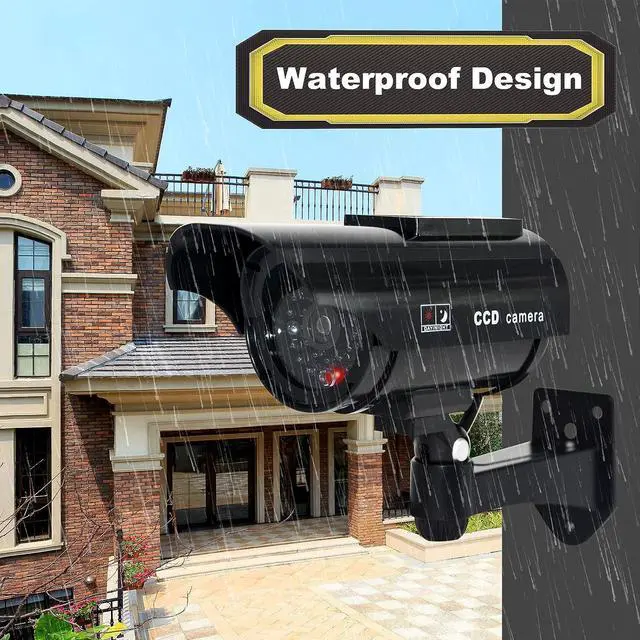 Alt view image 5 of 6 - F FINDERS&CO Solar Powered Fake Security Camera, Bullet Dummy Security Camera Surveillance System with Realistic Red Flashing Lights Indoor Outdoor (4 Black)