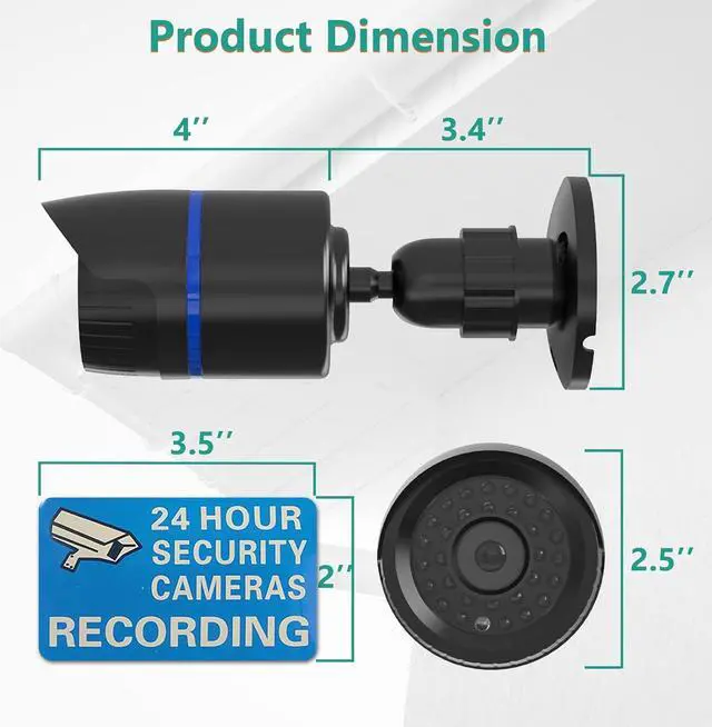 Alt view image 4 of 7 - WALI Dummy Fake Simulated Surveillance Security CCTV Dome Camera Indoor Outdoor with One LED Light, Warning Security Alert Sticker Decal (TC-B4), 4 Packs, Black