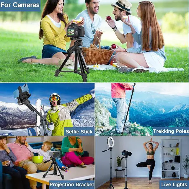Alt view image 3 of 7 - Camera Tripod 69 Inch, Patented 3-Way Swivel Portable Phone Tripod Professional Aluminum Alloy Travel Phone Camera Stand Monopod for Canon Nikon GoPro DSLR, DV Video Camcorder, Smartphone Black