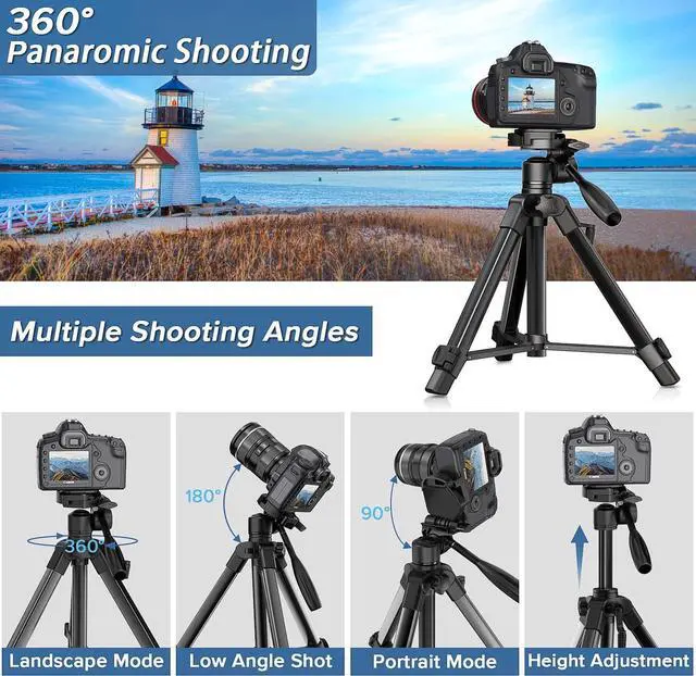 Alt view image 4 of 7 - Camera Tripod 69 Inch, Patented 3-Way Swivel Portable Phone Tripod Professional Aluminum Alloy Travel Phone Camera Stand Monopod for Canon Nikon GoPro DSLR, DV Video Camcorder, Smartphone Black