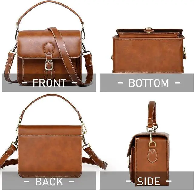 Alt view image 5 of 7 - Cwatcun Camera Shoulder Bag Compact Camera Case Waterproof Retro Compatible for Canon Nikon Sony SLR DSLR Mirrorless Camera and Lens Brown, Small