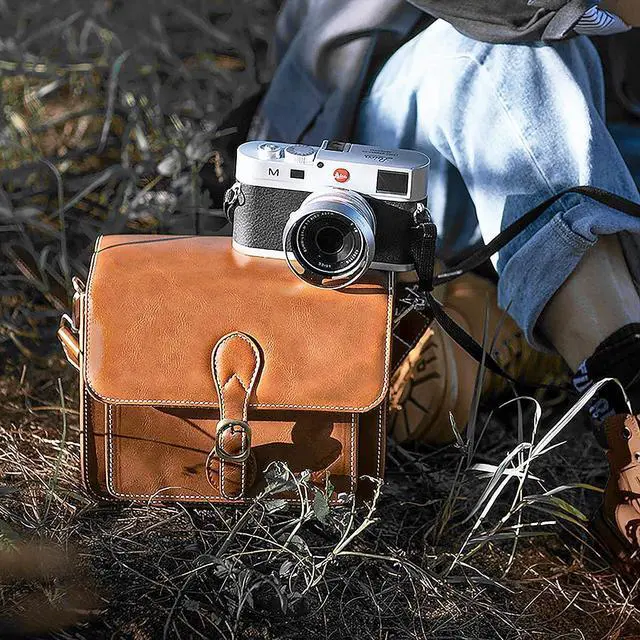 Alt view image 7 of 7 - Cwatcun Camera Shoulder Bag Compact Camera Case Waterproof Retro Compatible for Canon Nikon Sony SLR DSLR Mirrorless Camera and Lens Brown, Small