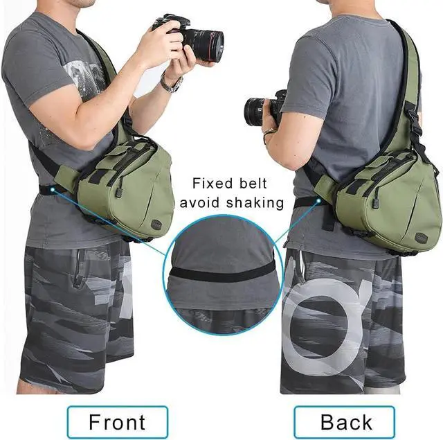 Alt view image 7 of 7 - CADeN Camera Bag Sling Backpack Camera Case Waterproof with Rain Cover Tripod Holder, Compatible for DSLR/SLR Mirrorless Cameras (Canon Nikon Sony Pentax) and Accessories Green