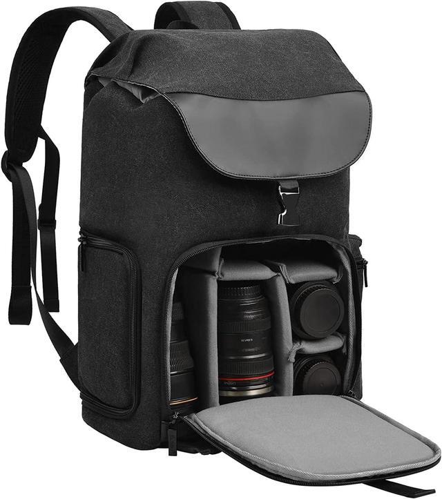 CADeN Zaino Fotografico, Borsa Per Fotocamera Riflettente Scomparto Per Laptop Da 14" Compatibile Con Sony Canon Nikon DSLR Sony Canon Nikon DSLR ( Nero