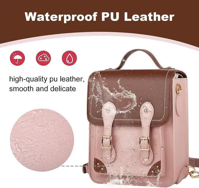 Alt view image 4 of 7 - Cwatcun Camera Bag, Retro Camera Crossbody Case, Vintage PU Leather Waterproof Camera Handbag, Lightweight Camera Backpack for Women, Compatible with Canon/Nikon/Sony SLR/DSLR Mirrorless Camera, Lens