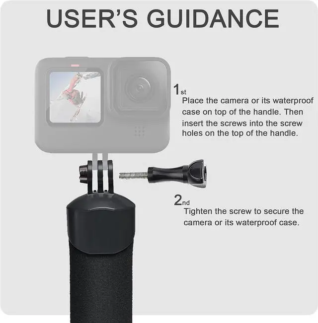 Alt view image 6 of 7 - FitStill Waterproof Monopod Floating Hand Grip for Go Pro Hero 13/12/11/10/9/8/7/6/5/4/3 Session DJI Osmo and Other Action 5 Pro/4/3 Action Camera Snorkeling Underwater Diving Pole Stick