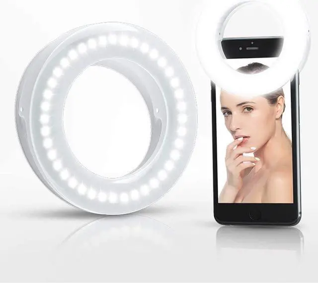 Alt view image 6 of 6 - Selfie Light Rechargeable Portable Clip-on Selfie Fill Ligh for Smart Phone Photography Camera Video Girl Makes up