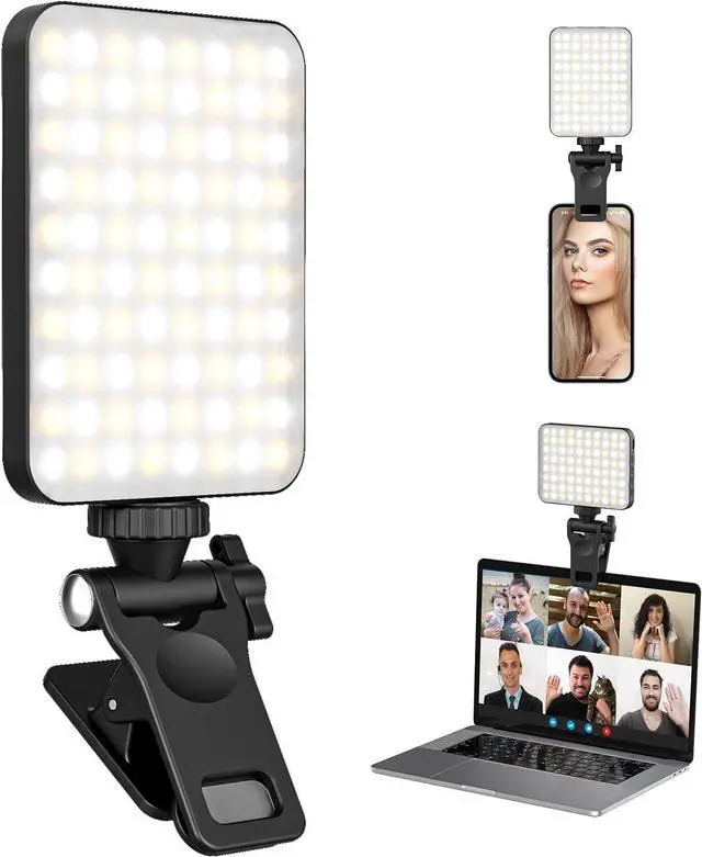 Main image of XINBAOHONG Rechargeable Selfie Light, Clip Fill Light for Phone Laptop Tablet Portable Light for Video Conference Live Streaming Zoom Call Makeup Picture (Black)