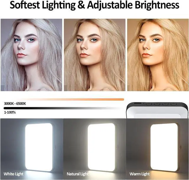 Alt view image 2 of 7 - XINBAOHONG Rechargeable Selfie Light, Clip Fill Light for Phone Laptop Tablet Portable Light for Video Conference Live Streaming Zoom Call Makeup Picture (Black)